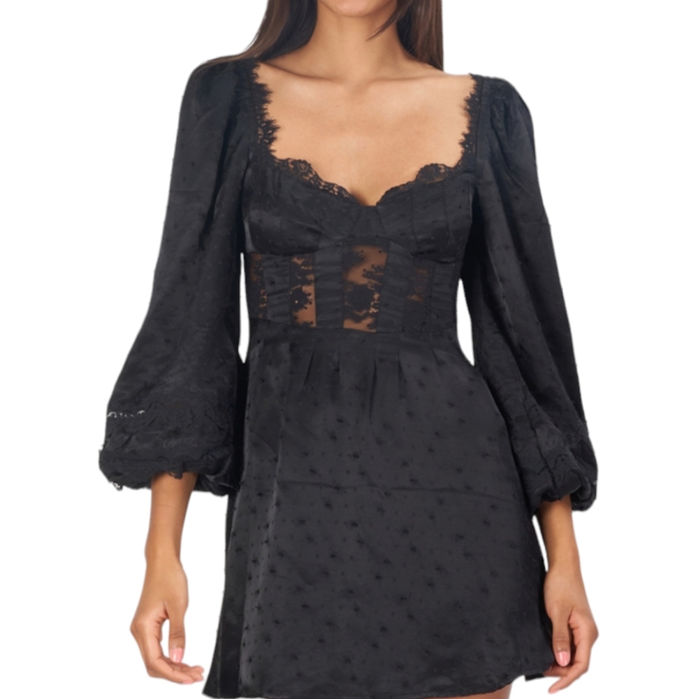 For Love and Lemons Natalie Mini Dress Black Size Medium New With Tags - Picture 1 of 10